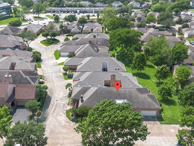 bird's eye view with a residential view