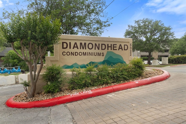 view of community sign