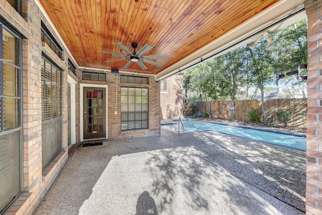 view of patio / terrace featuring ceiling fan and a fenced backyard