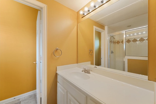 full bathroom featuring vanity and a stall shower
