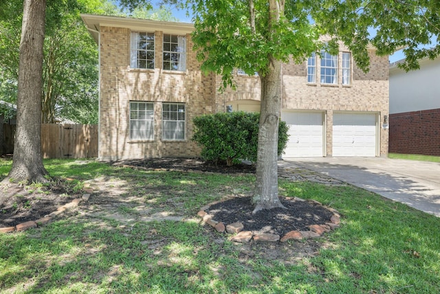 3739 Apple Hollow Ln, Humble, TX 77396 - traditional home featuring concrete driveway, brick siding, fence, and an attached garage