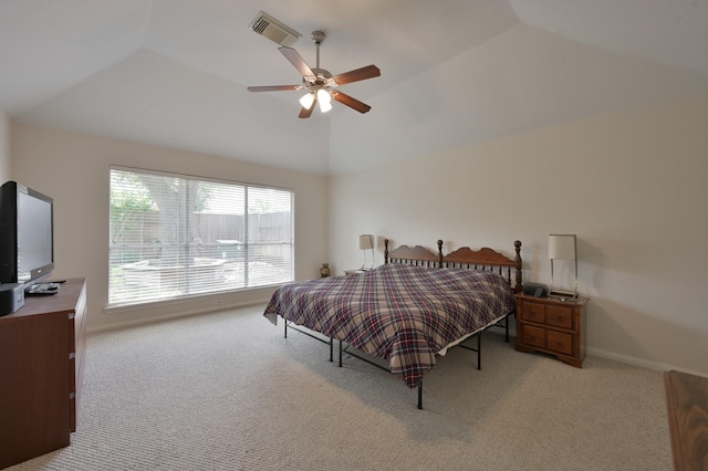 4719 Meadows Edge Ln, Houston, TX 77084 - carpeted bedroom with vaulted ceiling, a ceiling fan, and baseboards