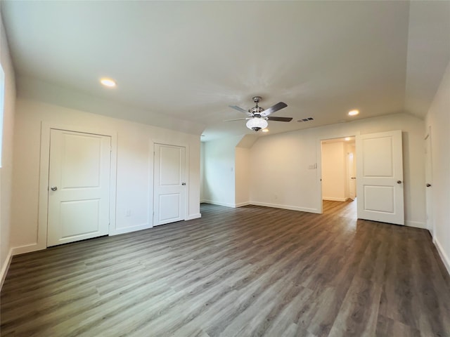 5618 Grace Point Ln, Houston, TX 77048 - bonus room with visible vents, ceiling fan, baseboards, recessed lighting, and wood finished floors
