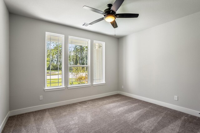 17311 Sunflower Petals Trl, Conroe, TX 77302 - unfurnished room with visible vents, ceiling fan, plenty of natural light, and carpet flooring