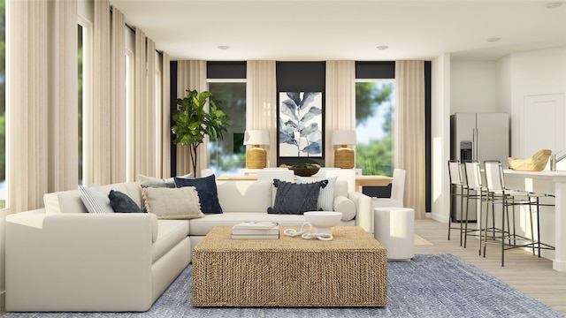 living area featuring wood finished floors