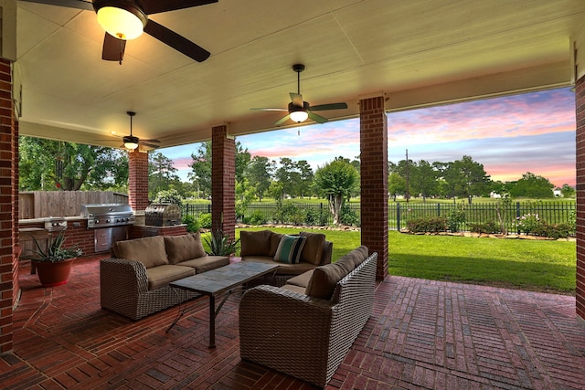 1314 Alexandra Park Dr, Spring, TX 77379 - view of patio / terrace with ceiling fan and outdoor lounge area