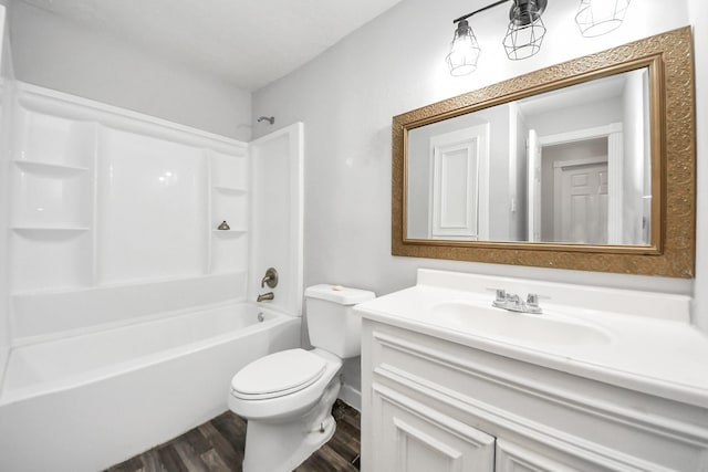 15030 Royal Shadows Dr, Houston, TX 77082 - bathroom with wood finished floors, toilet, shower / washtub combination, and vanity
