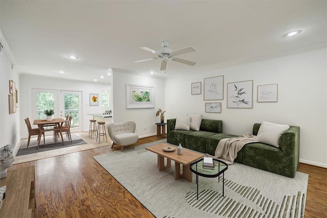 8277 Kingsbrook Rd Unit 254, Houston, TX 77024 - living room featuring recessed lighting, ceiling fan, and wood finished floors