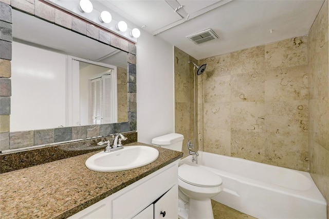 8277 Kingsbrook Rd Unit 254, Houston, TX 77024 - bathroom featuring vanity, visible vents, toilet, and tub / shower combination