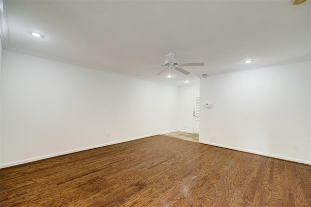 8277 Kingsbrook Rd Unit 254, Houston, TX 77024 - empty room with a ceiling fan, ornamental molding, and recessed lighting
