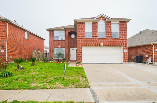 7011 Westover Ridge Dr, Houston, TX 77072 - traditional-style house featuring a garage, brick siding, a front yard, and concrete driveway