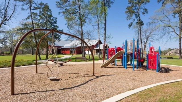 community playground with a lawn