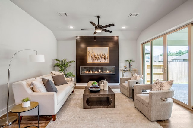 17335 Sunflower Petals Trl, Conroe, TX 77302 - living room featuring recessed lighting, visible vents, ceiling fan, and wood finished floors