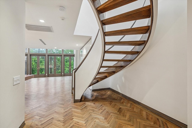 5756 Indian Cir, Houston, TX 77057 - stairs with baseboards, visible vents, and recessed lighting