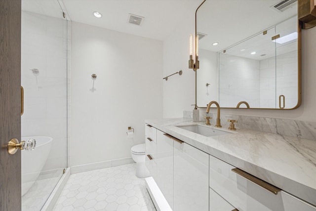 5756 Indian Cir, Houston, TX 77057 - bathroom featuring visible vents, a stall shower, and vanity