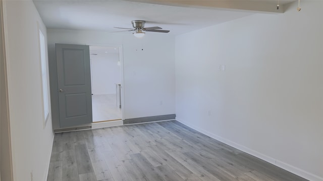 5236 Perry St, Houston, TX 77021 - spare room with baseboards, ceiling fan, and light wood-style floors