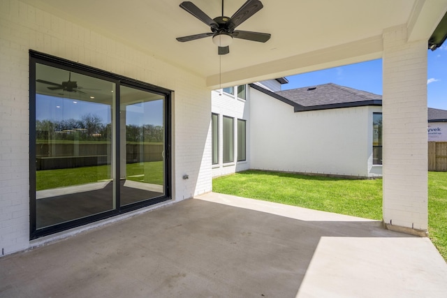 9722 Leafgate Ct, Missouri City, TX 77459 - view of patio featuring a ceiling fan and fence