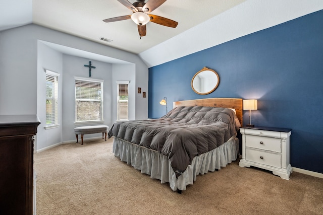 8522 E Highlands Xing, Highlands, TX 77562 - bedroom featuring visible vents, vaulted ceiling, light colored carpet, and baseboards