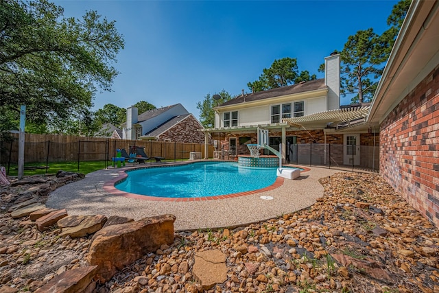 17022 Shadow Valley Dr, Spring, TX 77379 - view of pool with a pergola, a fenced backyard, and a patio area