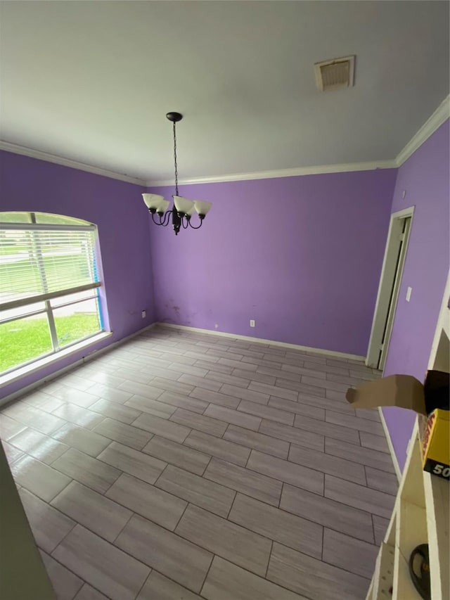 22006 Joshua Kendell Ln, Katy, TX 77449 - unfurnished room with crown molding and a chandelier