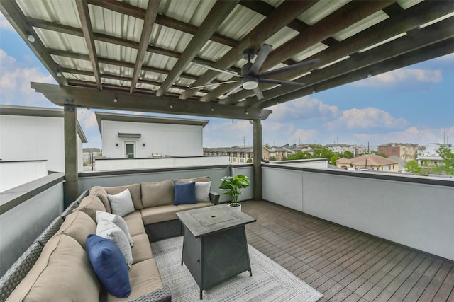 1812 Bingham St, Houston, TX 77007 - wooden deck featuring a residential view, outdoor lounge area, and ceiling fan