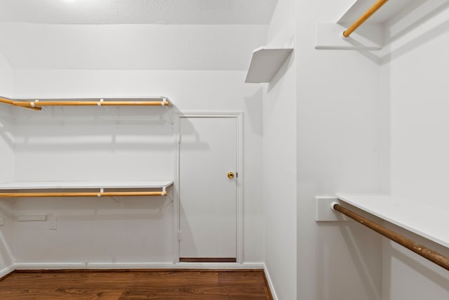 walk in closet featuring wood finished floors