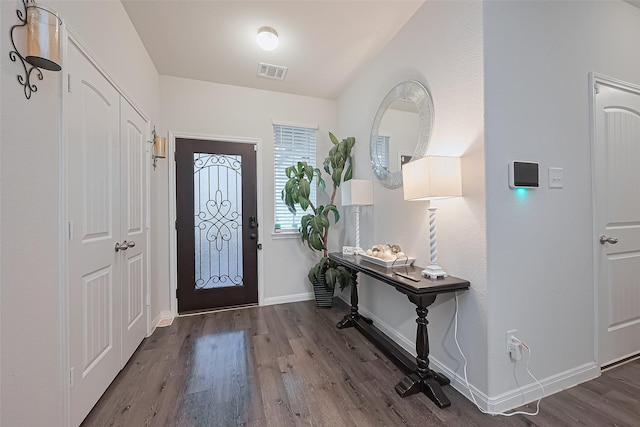 4807 Purple Wisteria Ln, Spring, TX 77373 - entryway featuring wood finished floors and baseboards
