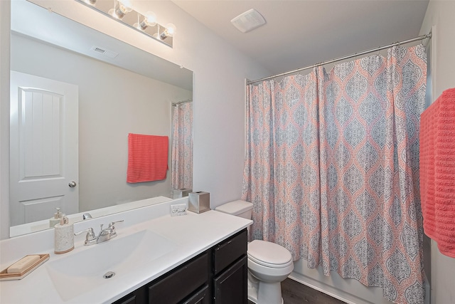 4807 Purple Wisteria Ln, Spring, TX 77373 - full bathroom with vanity, toilet, and shower / bath combination with curtain