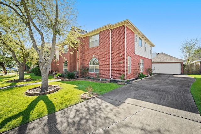 13823 Eldridge Garden Cir, Houston, TX 77083 - view of home's exterior featuring a yard, a garage, and brick siding