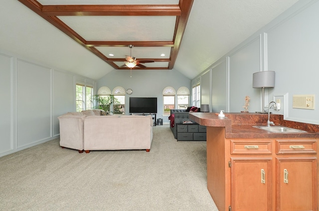 3114 E Ashfield Dr, Houston, TX 77082 - living area with a ceiling fan and light carpet