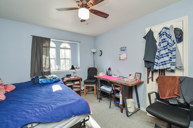 bedroom with carpet and ceiling fan