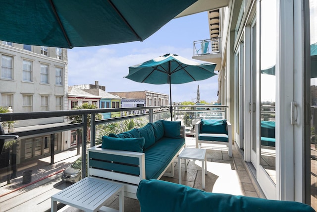 balcony featuring an outdoor living space
