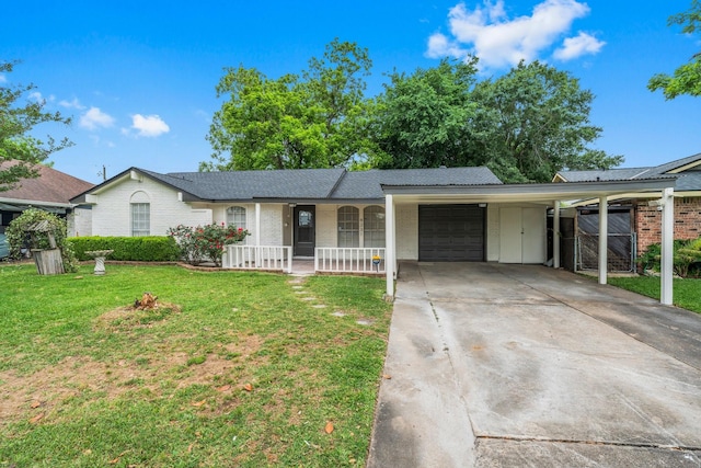 9231 Rockcliff Dr, Houston, TX 77037 - single story home featuring covered porch, a garage, a front lawn, brick siding, and driveway