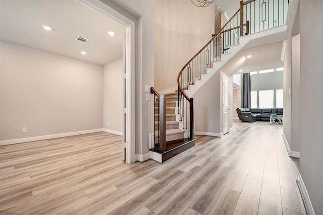 21443 Petherton Dr, Tomball, TX 77375 - interior space with baseboards, stairs, and wood finished floors