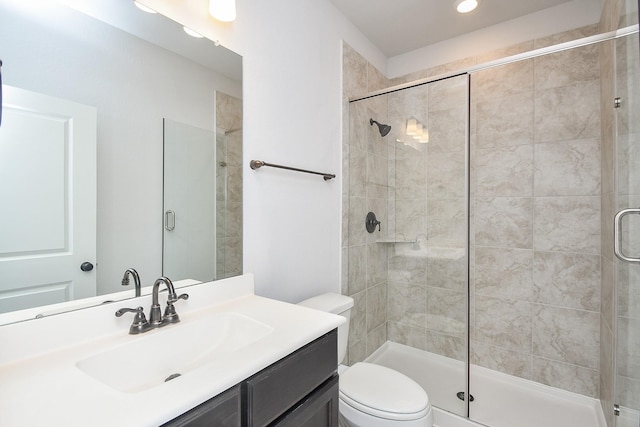 6939 Shoreline View Dr, Katy, TX 77493 - full bathroom with vanity, a shower stall, and toilet