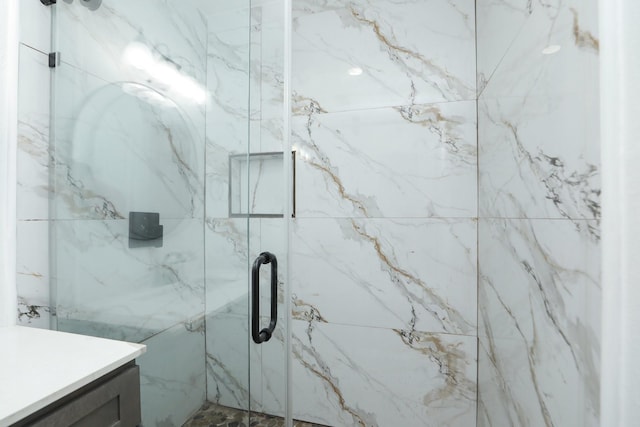 5714 Nina Lee Ln, Houston, TX 77092 - bathroom with a marble finish shower and vanity