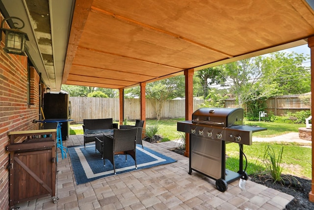 5714 Nina Lee Ln, Houston, TX 77092 - view of patio with area for grilling and outdoor dining space