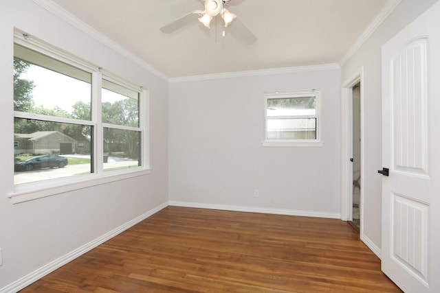 5714 Nina Lee Ln, Houston, TX 77092 - spare room featuring wood finished floors, baseboards, ornamental molding, and ceiling fan