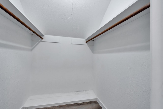 walk in closet featuring wood finished floors