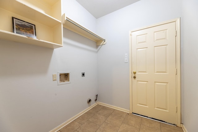 clothes washing area featuring laundry area, hookup for a washing machine, baseboards, and hookup for an electric dryer