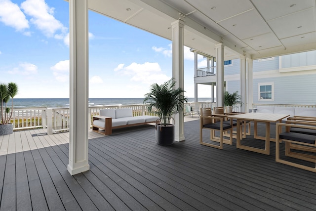 11365 Beachside Dr, Galveston, TX 77554 - deck with an outdoor hangout area and a water view