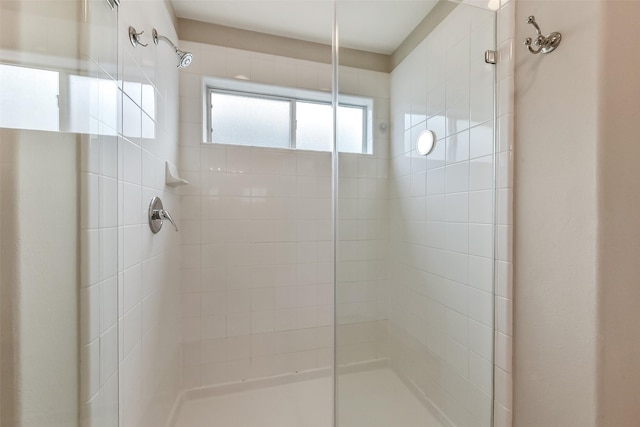 bathroom with a stall shower