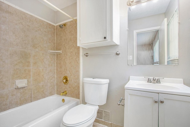3622 Pine Ridge Ln, Houston, TX 77088 - full bathroom featuring toilet,  shower combination, visible vents, and vanity