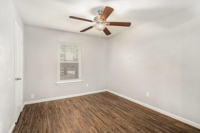 3622 Pine Ridge Ln, Houston, TX 77088 - unfurnished room with baseboards, dark wood-style floors, and ceiling fan