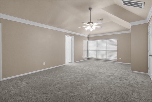 2215 Bay Haven Way, League City, TX 77573 - unfurnished room with carpet flooring, a ceiling fan, ornamental molding, and baseboards