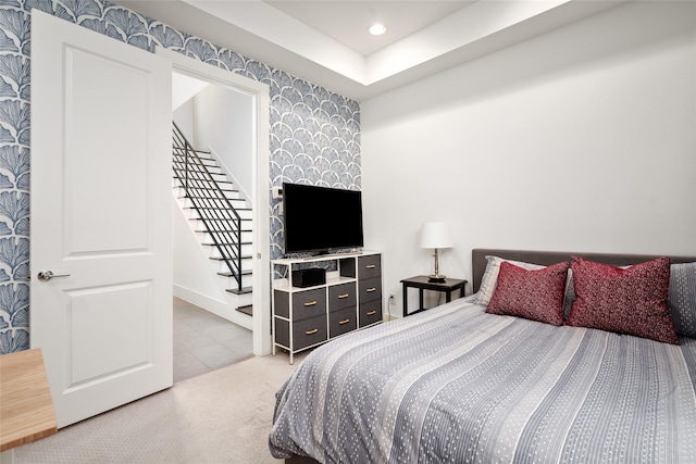 1023 Roberts St, Houston, TX 77003 - bedroom with carpet, wallpapered walls, baseboards, and recessed lighting