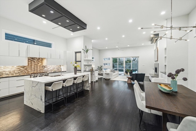 kitchen with recessed lighting and modern cabinets