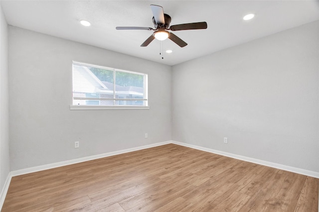 18330 Cape Bahamas Ln, Houston, TX 77058 - empty room featuring recessed lighting, baseboards, a ceiling fan, and light wood finished floors
