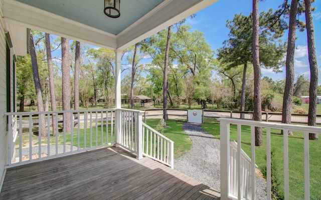 14203 Cypress Creek Blvd, Cypress, TX 77429 - deck featuring a lawn and view of wooded area