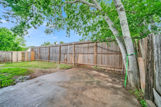 view of yard featuring a fenced backyard and a patio